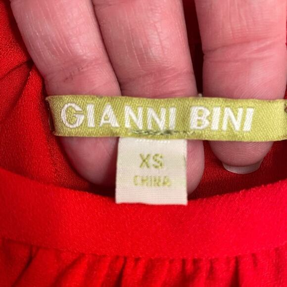 GIANNI BINI Red Flowy Top Shirt size XS Tomato Girl Summer - Picture 4 of 5